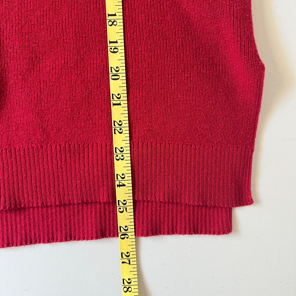Massimo Dutti Wool Blend V Neck Red Knit Sweater Italian Yarn Womens L - Picture 8 of 9